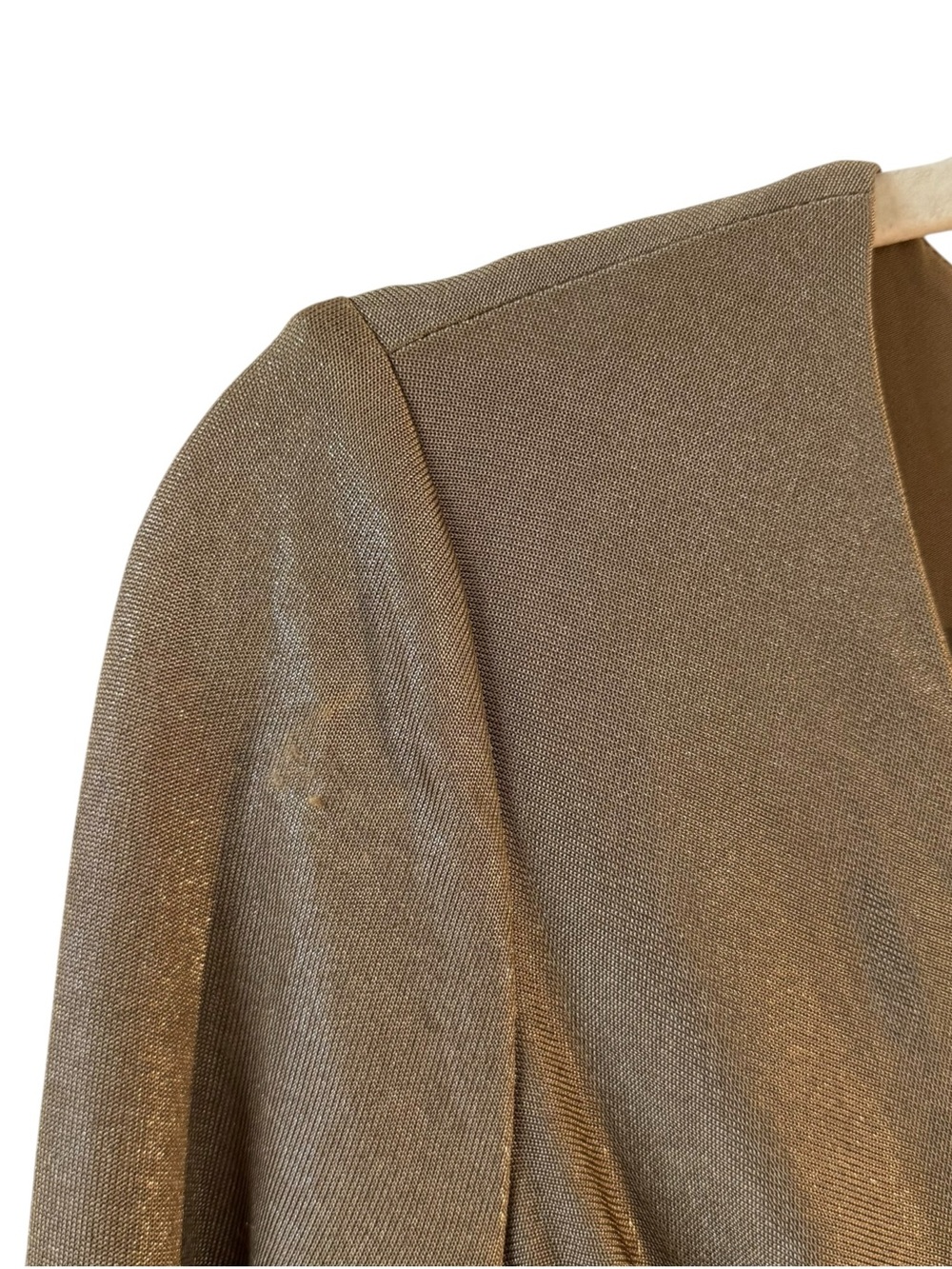 Lauren Ralph Lauren Nadira Metallic Gold Twist Front Gown Dress Size 6 - Picture 8 of 11